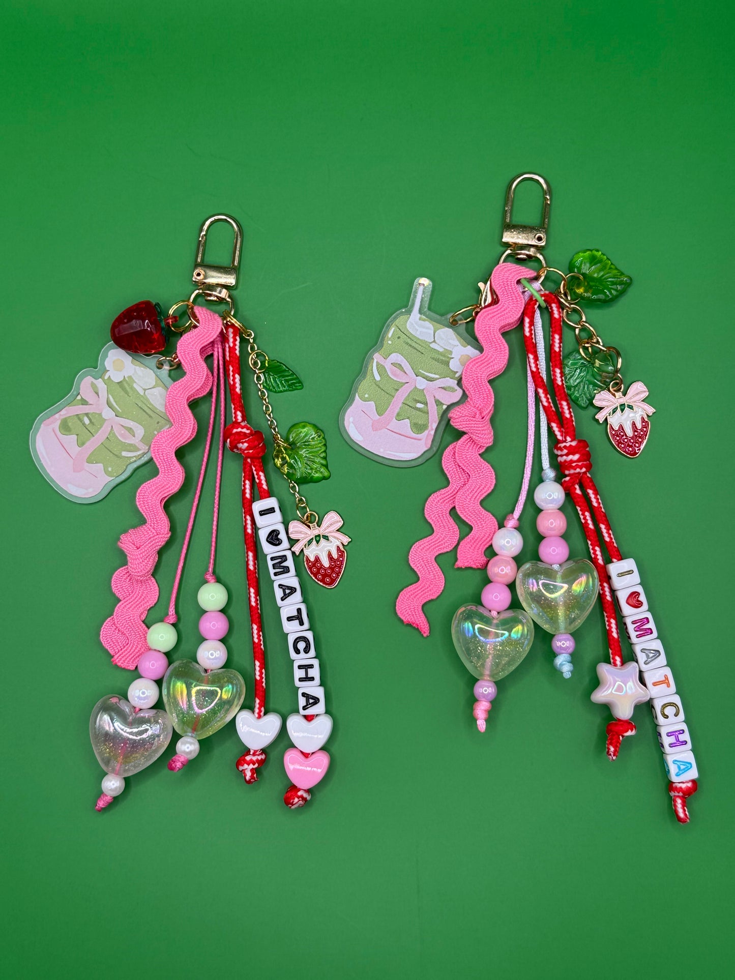 I Love Matcha Rainbow Bag Charm — Glow-in-the-Dark Hearts