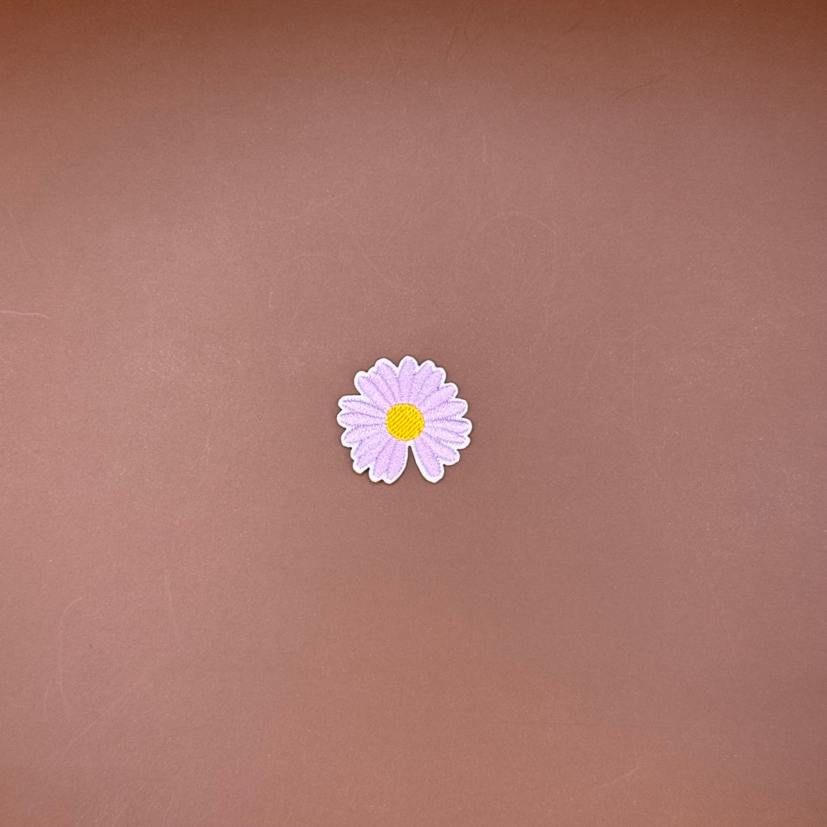 Mini lilac daisy embroidered iron-on patch