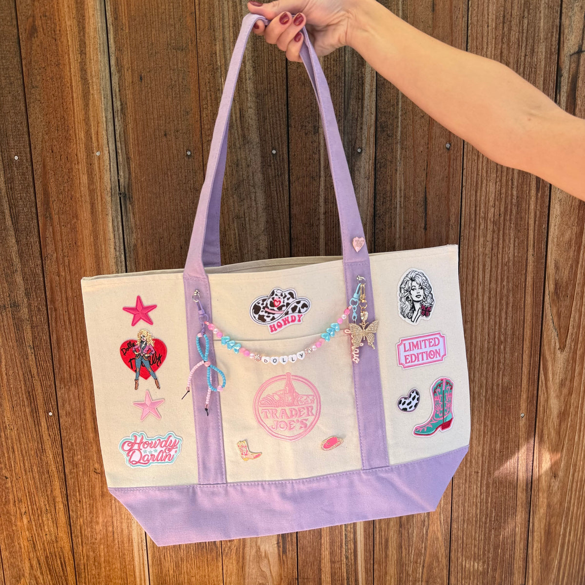 Dolly Howdy Darlin' Hand Designed Large Custom Tote