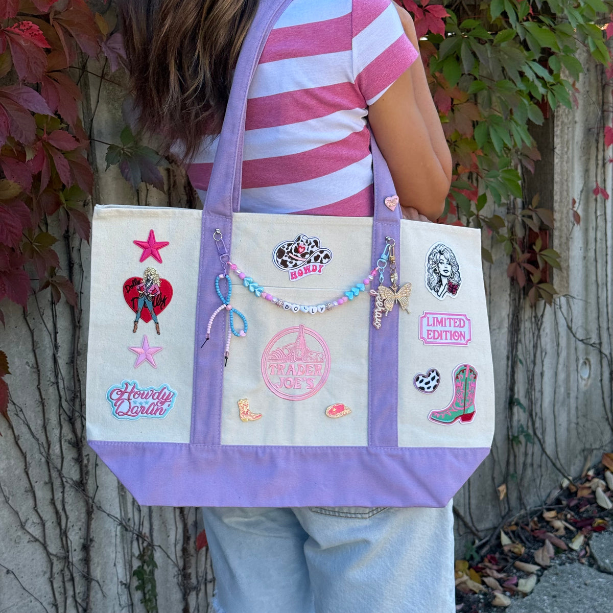 Dolly Howdy Darlin' Hand Designed Large Custom Tote