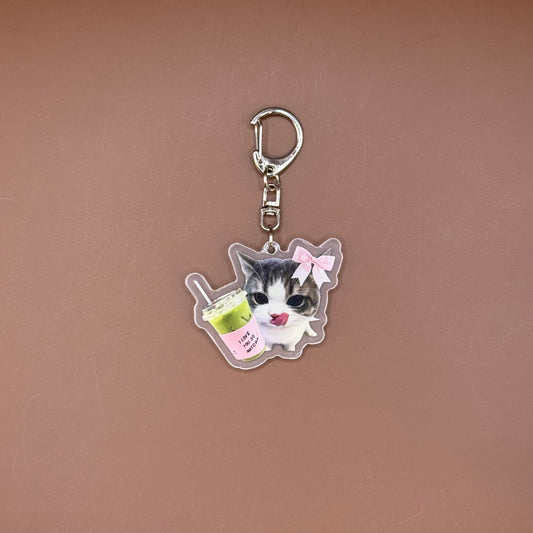 Matcha Cat Keychain
