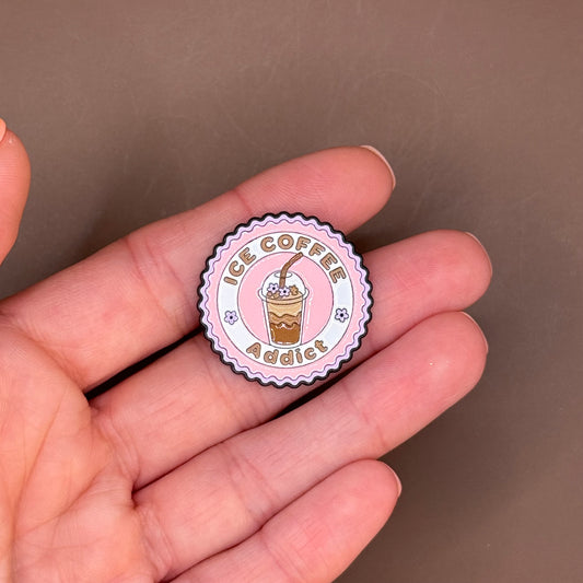 Pink Ice Coffee Addict Badge Pin