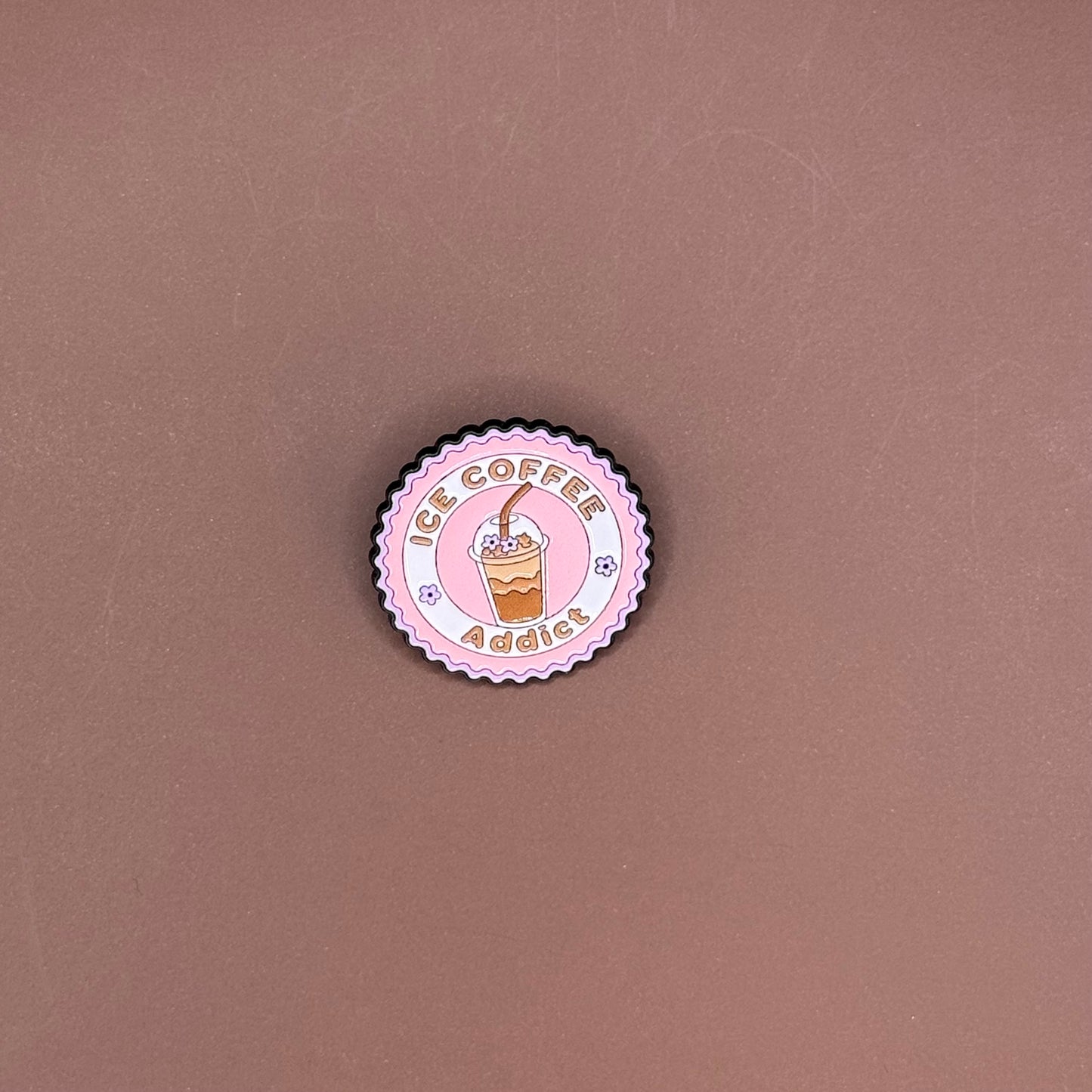 Pink Ice Coffee Addict Badge Pin