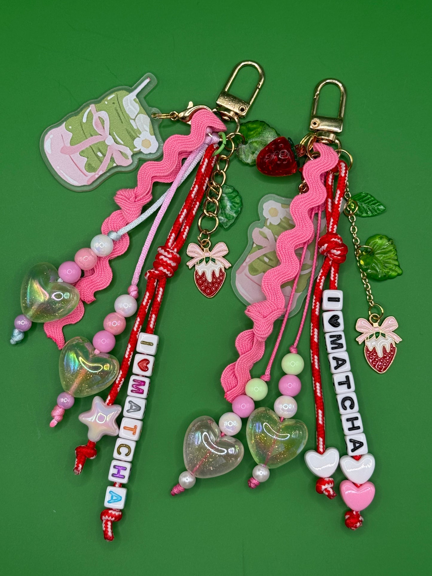 I Love Matcha Rainbow Bag Charm — Glow-in-the-Dark Hearts