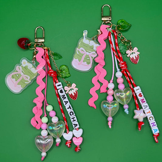 I Love Matcha Rainbow Bag Charm — Glow-in-the-Dark Hearts