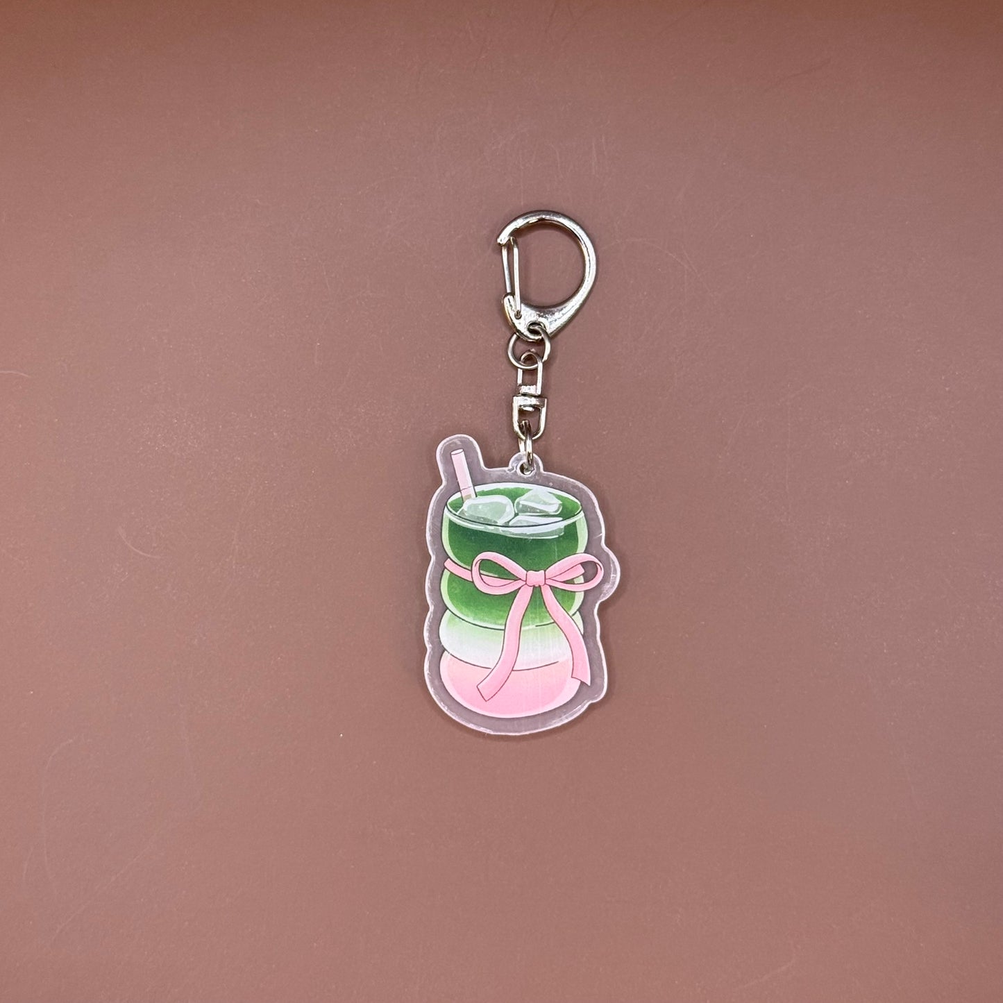 Pink Bow Matcha Cup Keychain