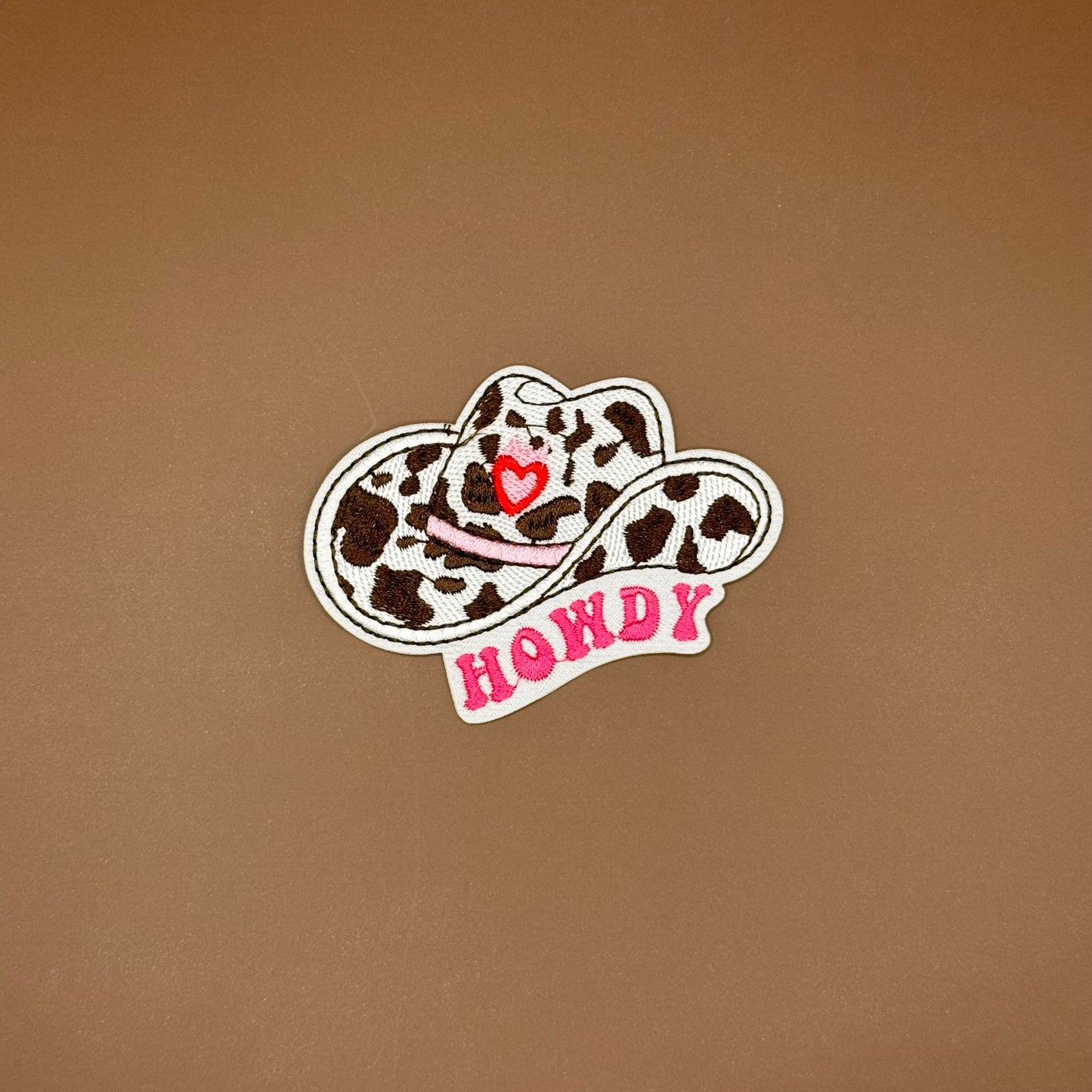 Cow Print Cowboy Hat Howdy Patch
