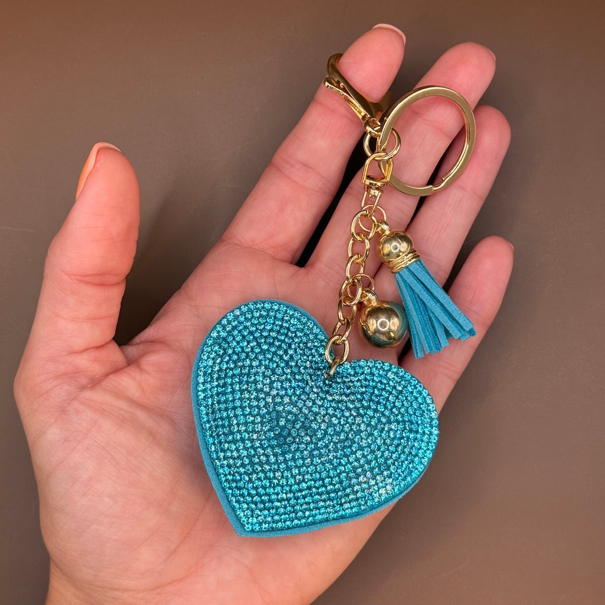 Rhinestone Heart Tassel Keychain