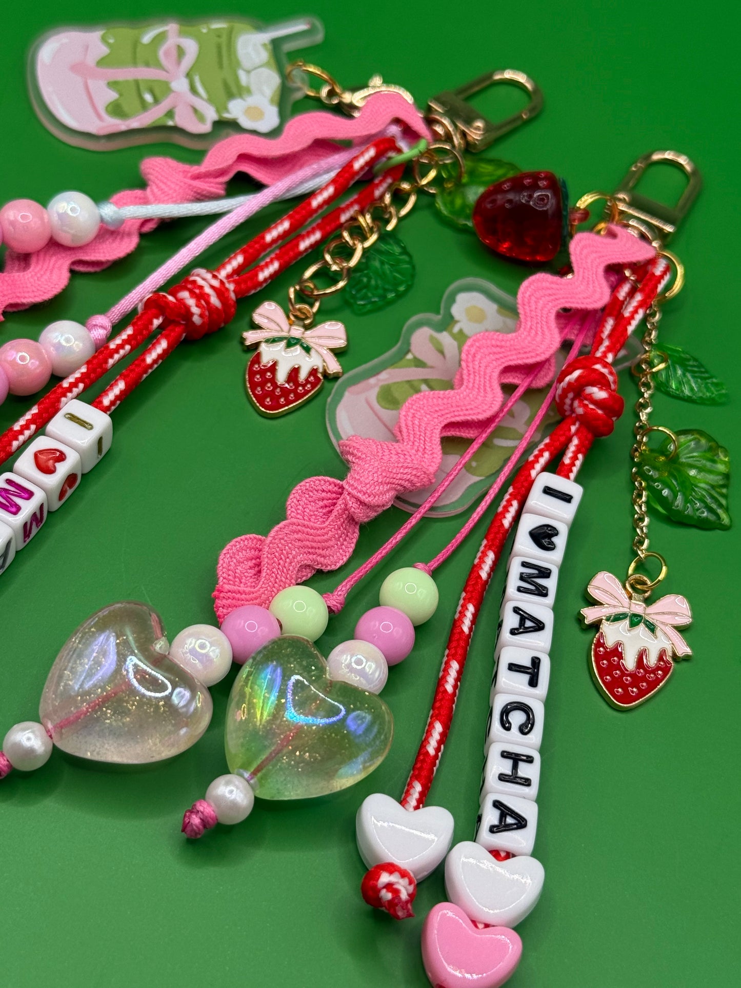 I Love Matcha Bag Charm — Glow-in-the-Dark Hearts