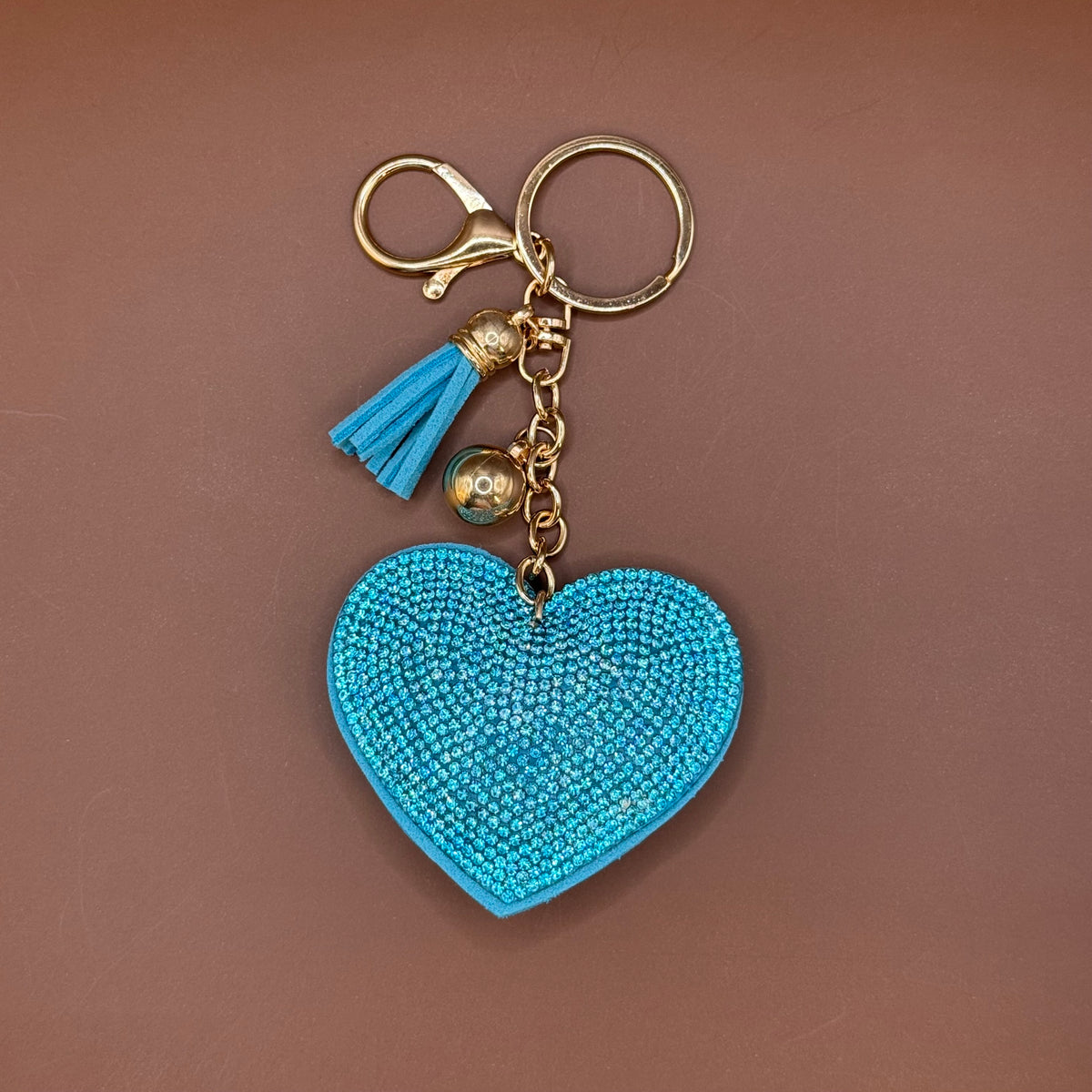 Rhinestone Heart Tassel Keychain