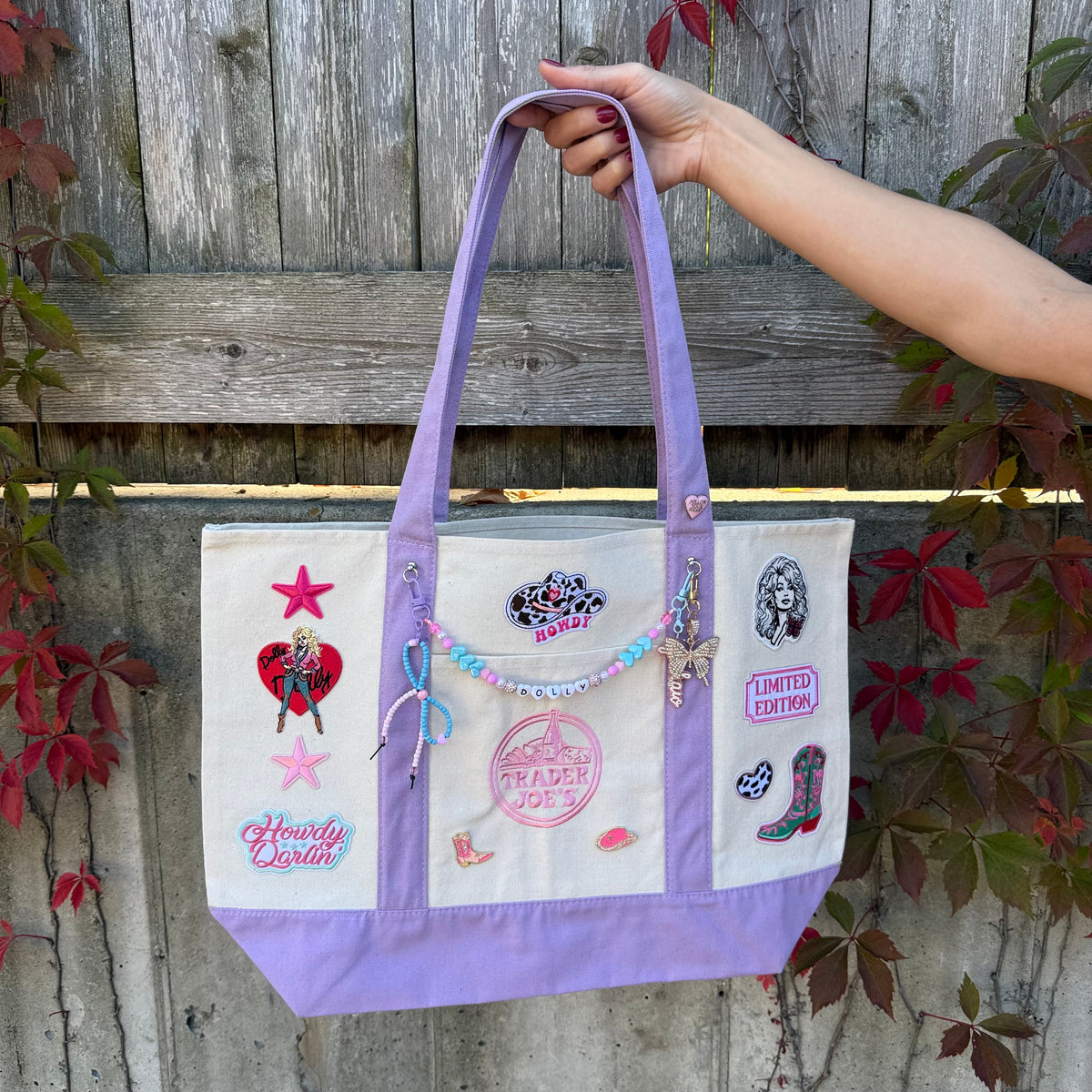 Dolly Howdy Darlin' Hand Designed Large Custom Tote