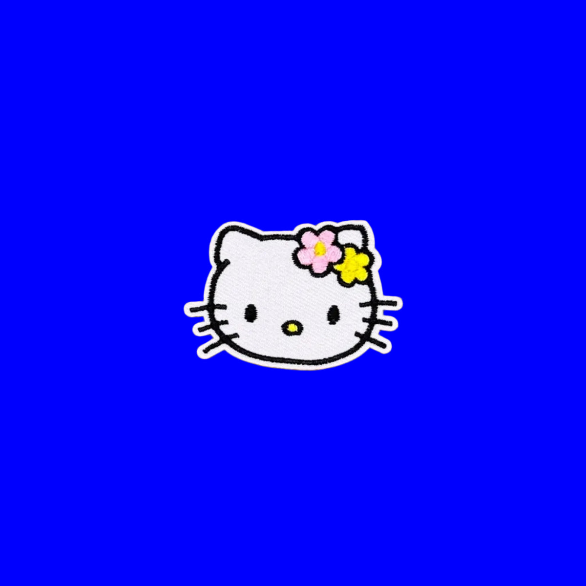 Hello Kitty face with flowers embroidered patch