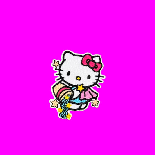 Hello Kitty with star bucket embroidered patch