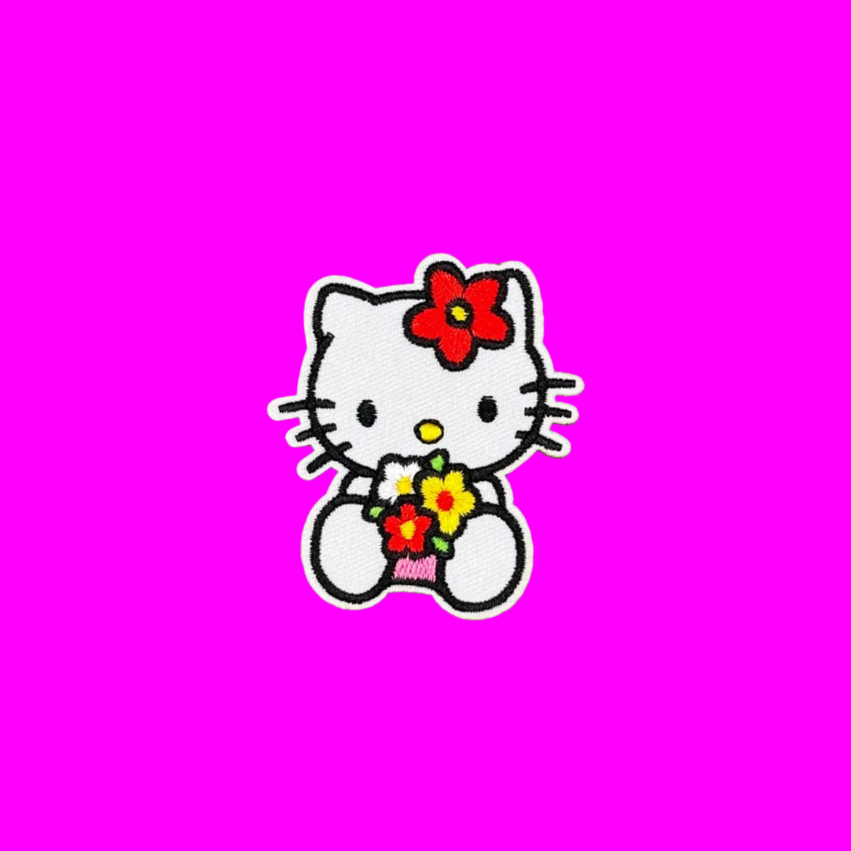 Hello Kitty with flowers embroidered patch