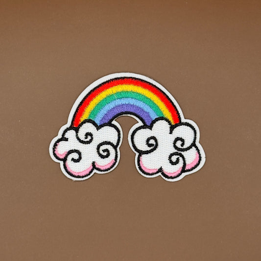 Pop Star Princess rainbow with clouds embroidered patch