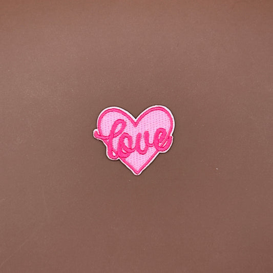 Pink heart charm embroidered patch