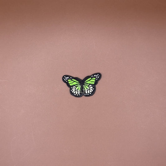Small green butterfly embroidered patch