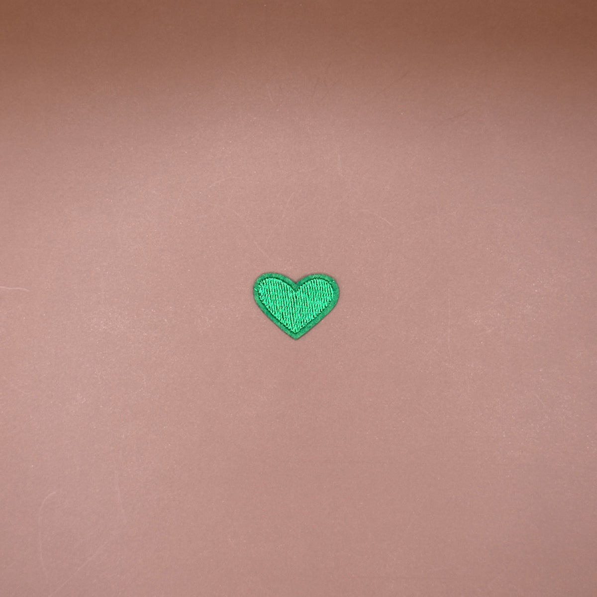 Matcha green heart embroidered iron-on patch, small size