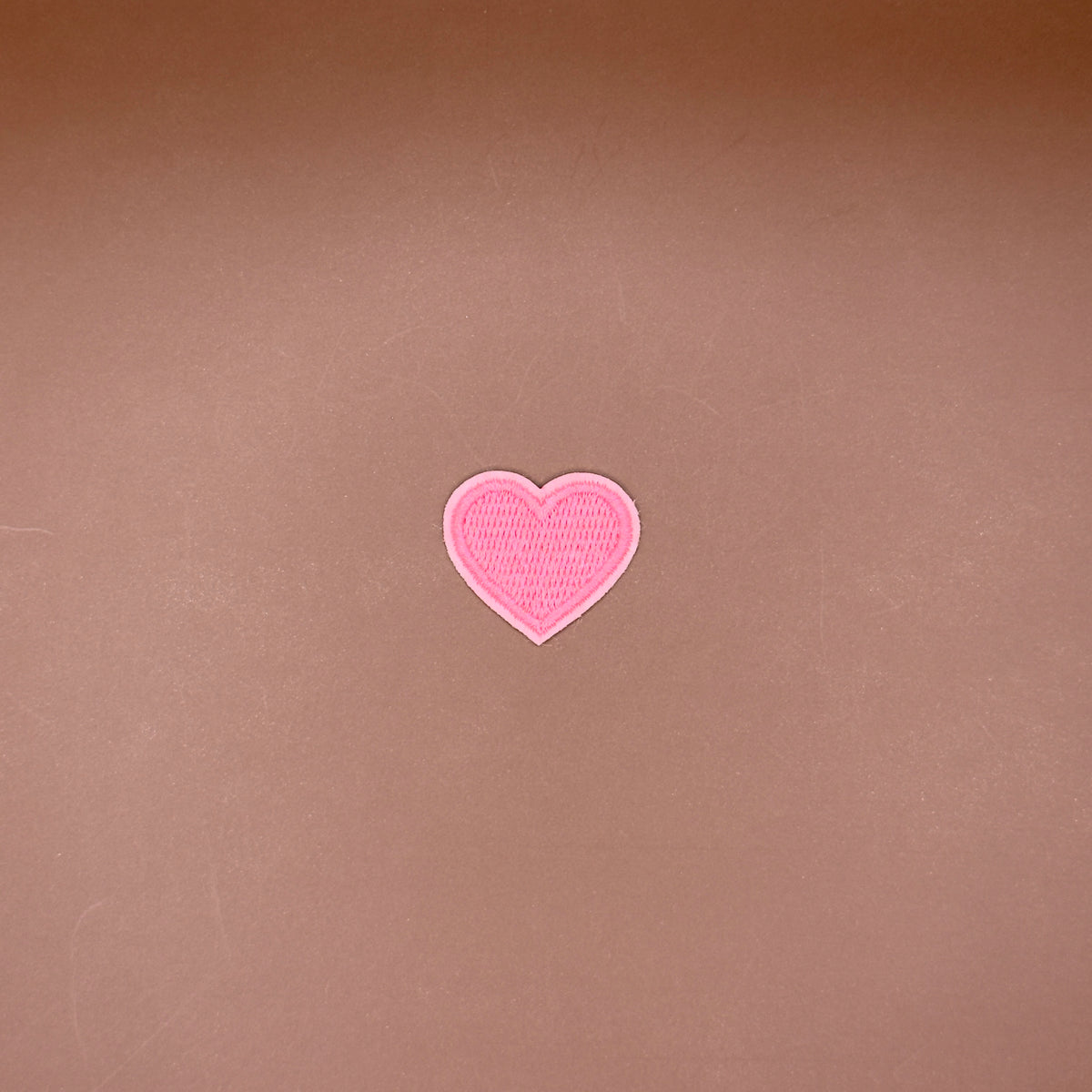 Pink heart embroidered iron-on patch, medium size