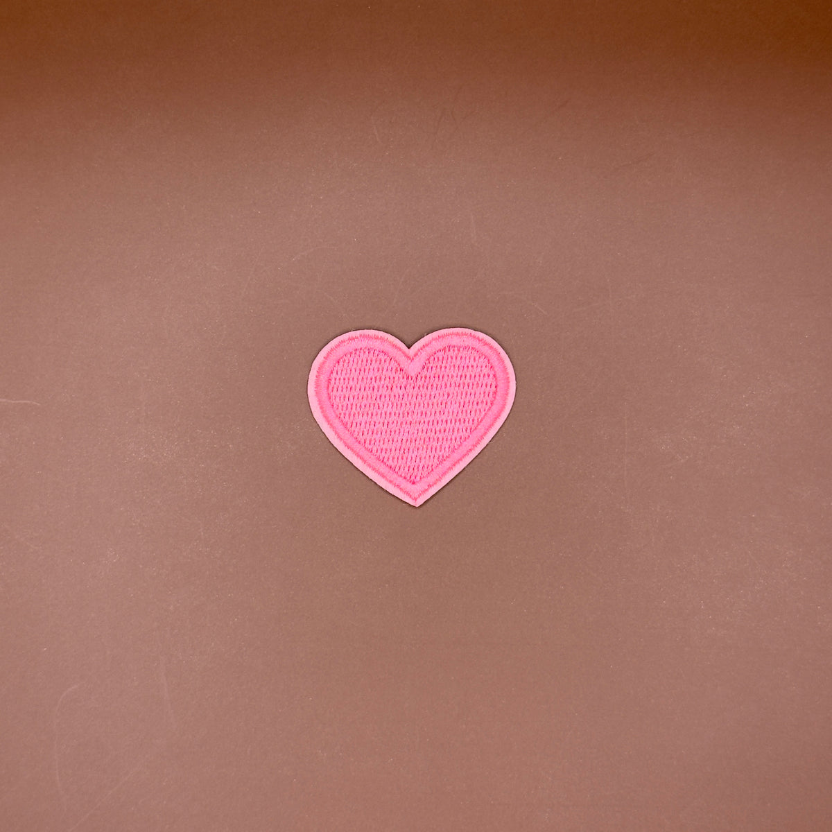 Pink heart embroidered iron-on patch, large size