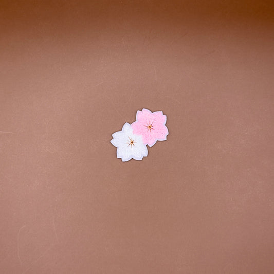 Cherry blossom embroidered patch in soft pink