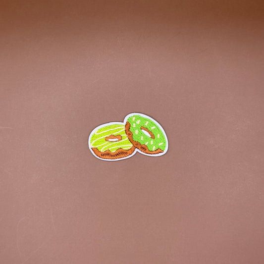 Matcha-flavored donut embroidered patch