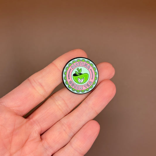 Matcha green tea enamel pin