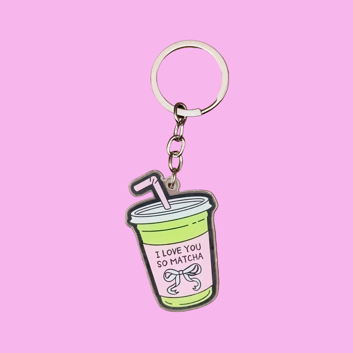 I Love You So Matcha acrylic keychain