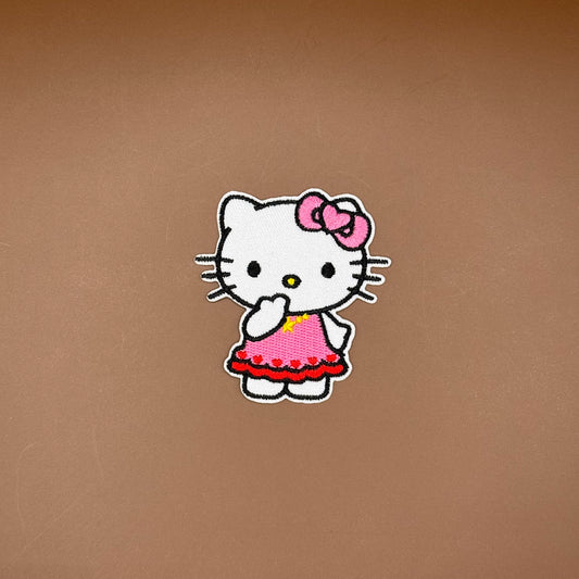 Hello Kitty bashful in pink dress embroidered patch