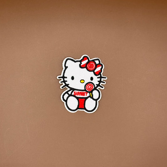 Hello Kitty with lollipop embroidered patch
