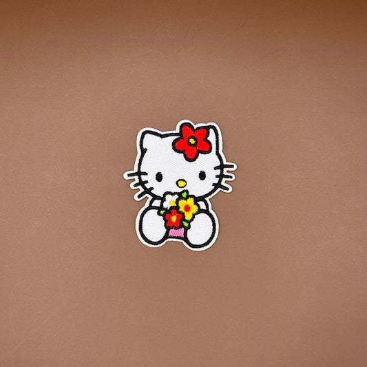 Hello Kitty with flowers embroidered patch