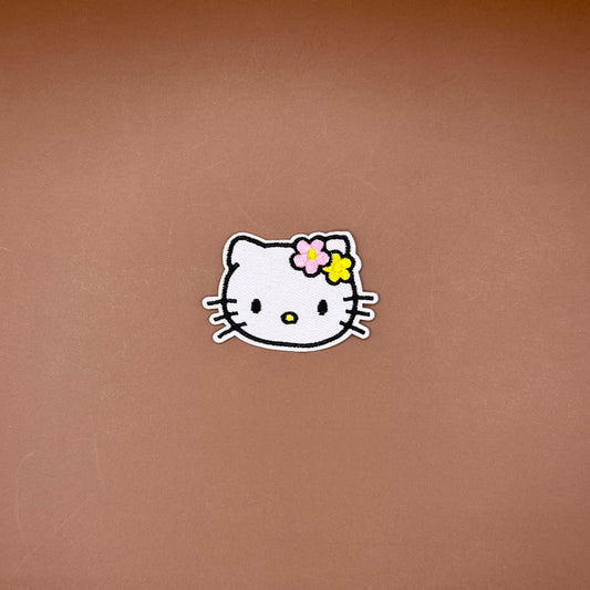 Hello Kitty face with flowers embroidered patch