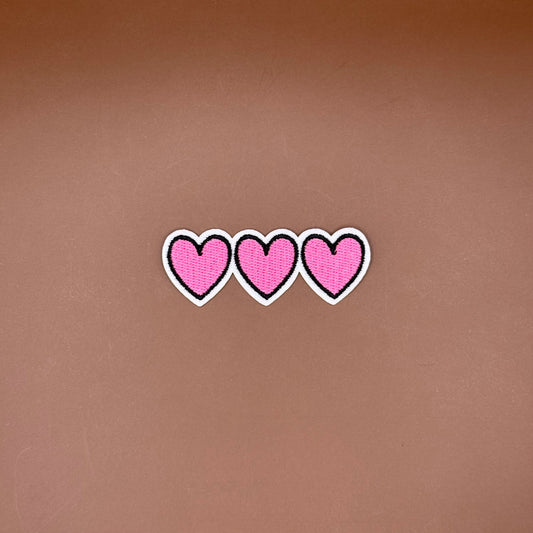 Pop Star Princess three pink hearts embroidered patch