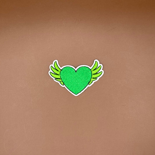 Pop Star Princess green winged heart embroidered patch