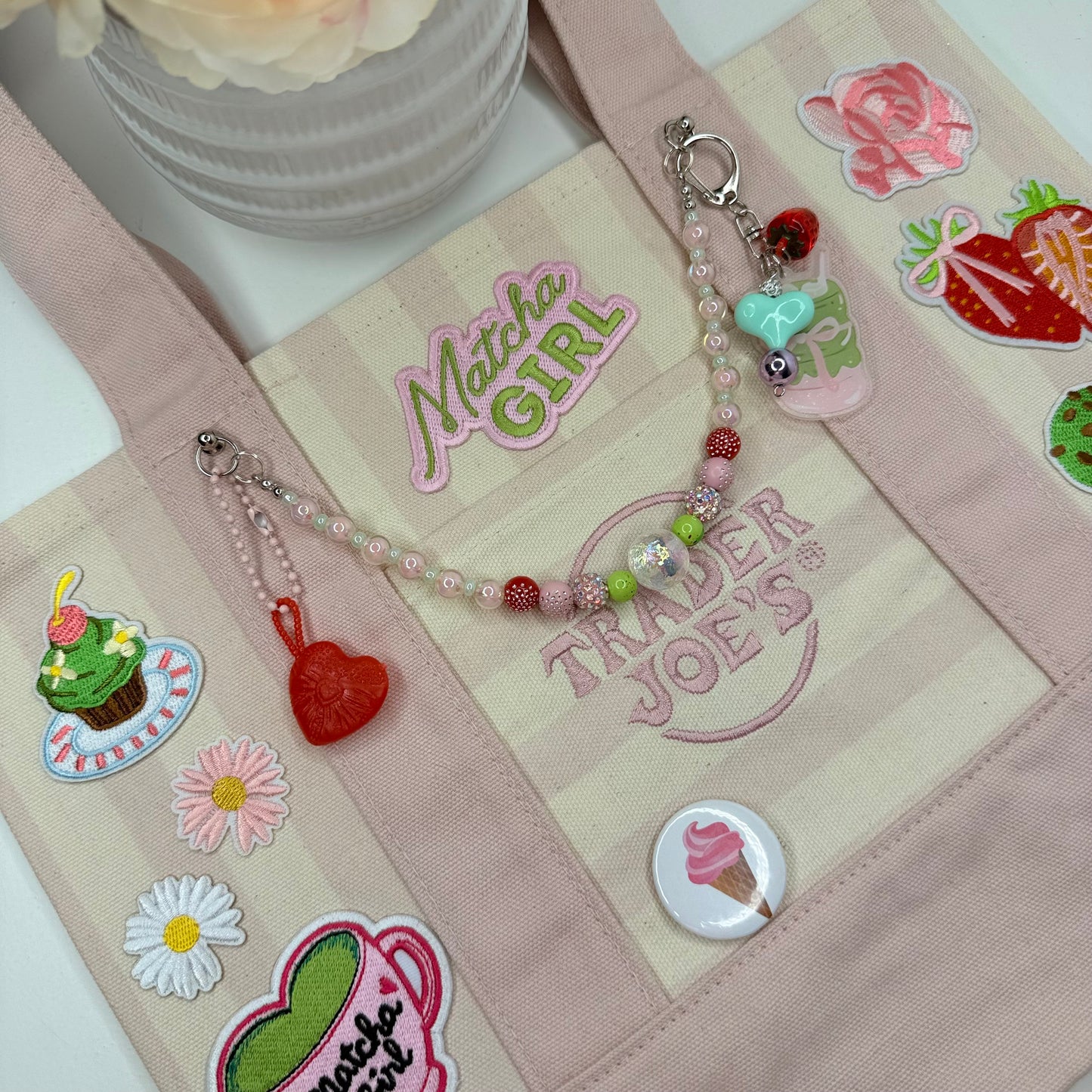 Matcha Girl Ready-to-Ship Tote — Coquette Pink Garden