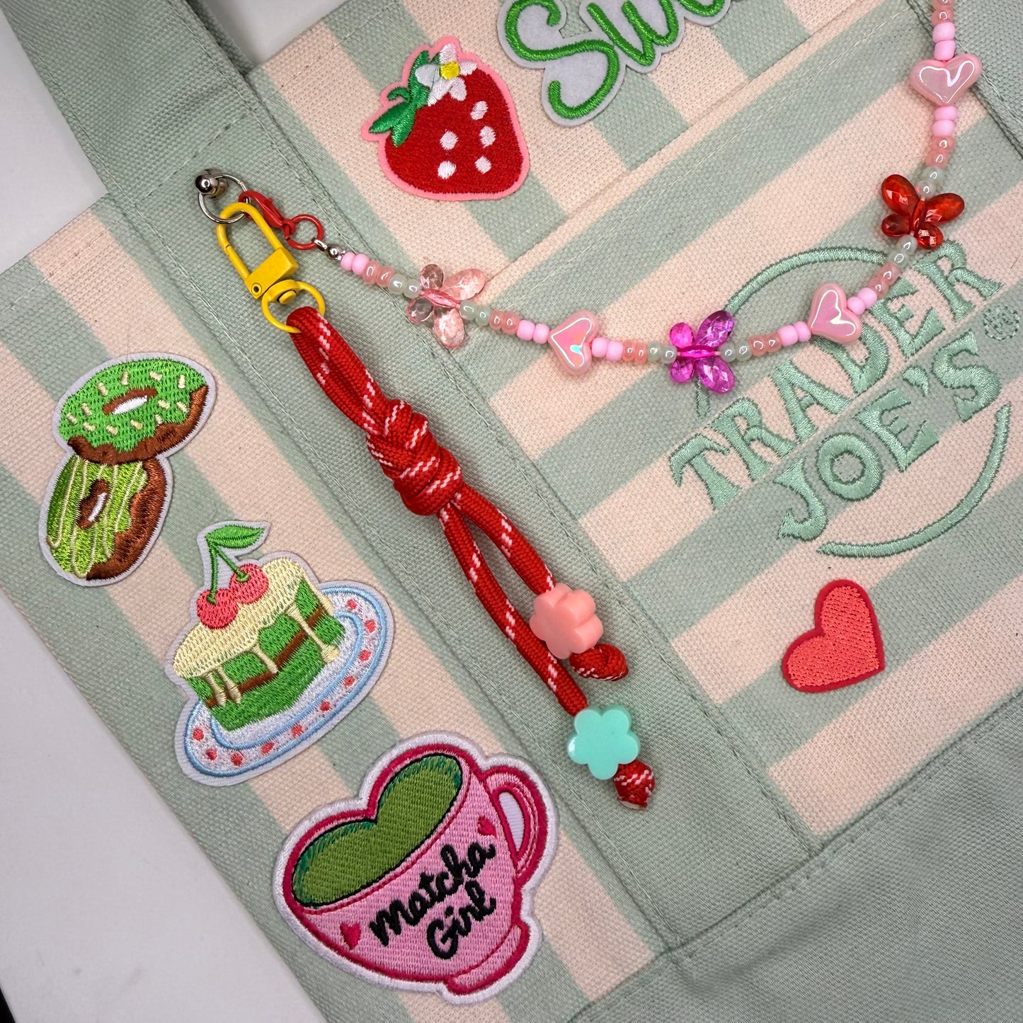 Matcha Girl Ready-to-Ship Tote — Sweet Treats Striped Mini