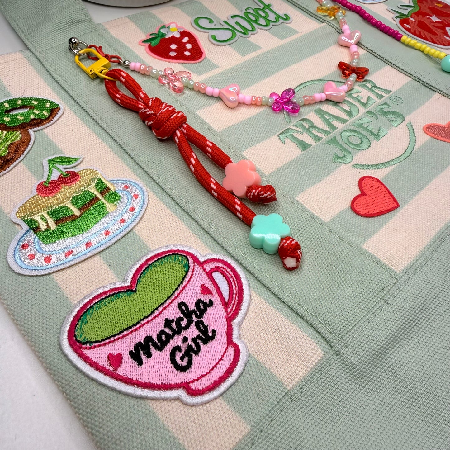 Matcha Girl Ready-to-Ship Tote — Sweet Treats Striped Mini