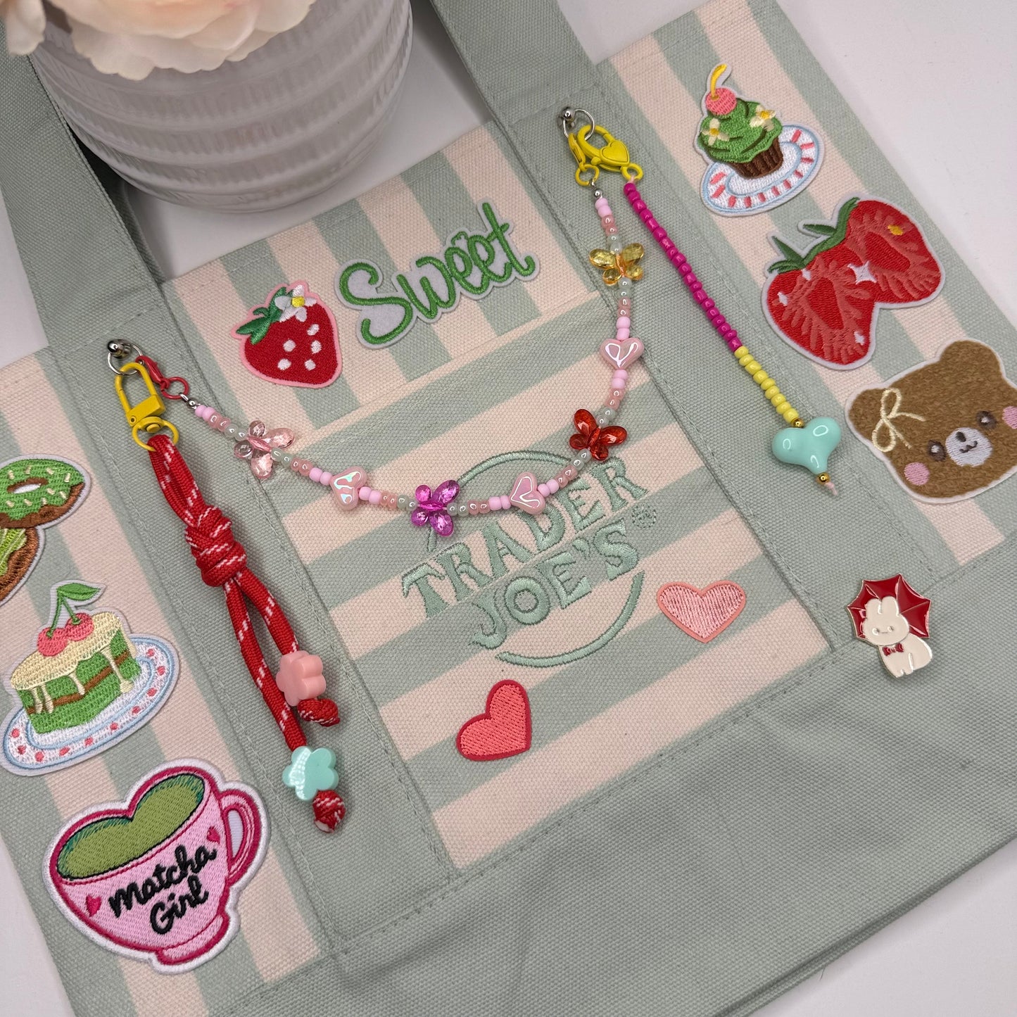 Matcha Girl Ready-to-Ship Tote — Sweet Treats Striped Mini