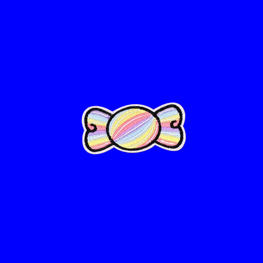 Pastel rainbow candy wrapper embroidered patch
