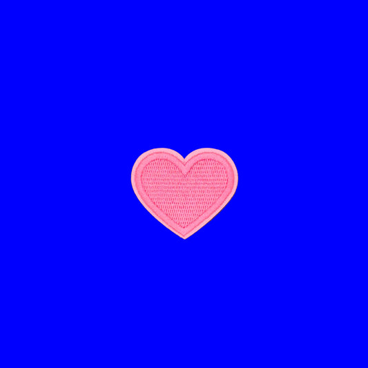 Pink heart embroidered iron-on patch, extra large size