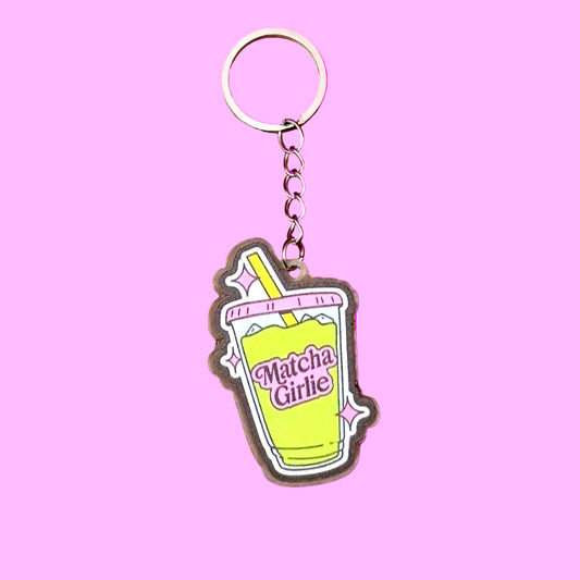 Iced Matcha Girlie cup acrylic keychain